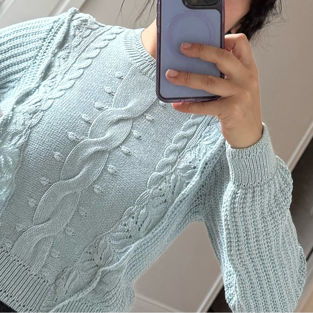 Zara Women's Blue Cable Knit Sweater